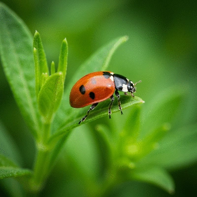 Close-up of a ladybug on a plant, symbolizing natural pest control and biodiversity