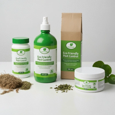 Eco-friendly pest control products on a clean surface